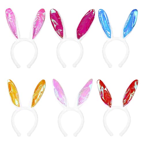 Amycute Hasenohren Haarreif, 6-Teiliges Set Bunny Ears Ostern Haarreif Bunny Kostüm, Cosplay Hasen Kostüm für Karneval Kostüm Zubehör. (C) von Amycute