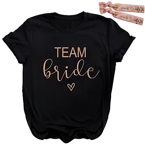 Amycute JGA T-Shirt, Junggesellenabschied Frauen T-Shirt, Team Bride T-Shirt, für die Braut und Ihr Team geeignet ist (DE/NL/SE/PL, Alphanumerisch, L, Regular, Regular, Schwarz) von Amycute