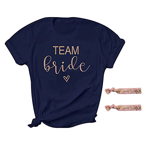 Amycute JGA T-Shirt, Junggesellenabschied Frauen T-Shirt, Team Bride T-Shirt, für die Braut und Ihr Team geeignet ist (DE/NL/SE/PL, Alphanumerisch, M, Regular, Regular, Marineblau) von Amycute