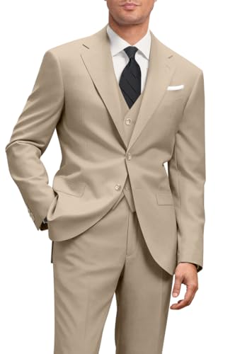 Amyox Herren Slim Fit 3-teiliger Anzug Zwei Knöpfe Business Hochzeit Kleid Tux Anzug Set Jacke Weste Hose mit Krawatte, Champagner, M Amyox Herren Slim Fit 3-teiliger Anzug Zwei Knöpfe Business Hochzeit Kleid Tux Anzug Set Jacke Weste Hose mit Krawatte, Champagner, M von Amyox