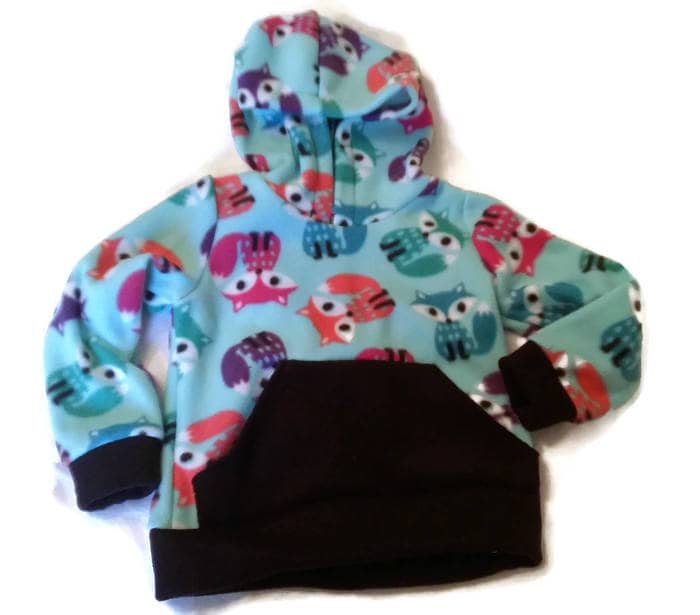 Hoodie Mit Fuchs Muster, Türkis Multi Farben Lila, Pink, Orange Und Grün - Grösse 38 von AmysAtticDesigns