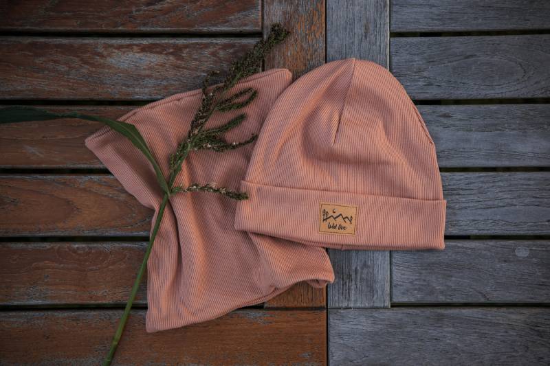 Baby Und Kleinkind Beanie Mütze Aus Rib Jersey in Der Farbe Peach von AmysBlossom