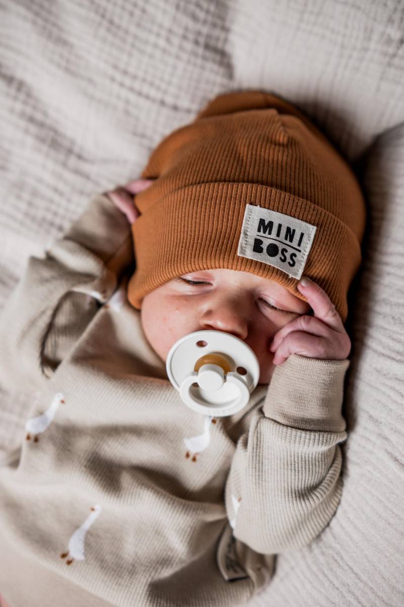 Baby Und Kleinkind Beanie Mütze Aus Rib Jersey in Der Farbe Rost von AmysBlossom