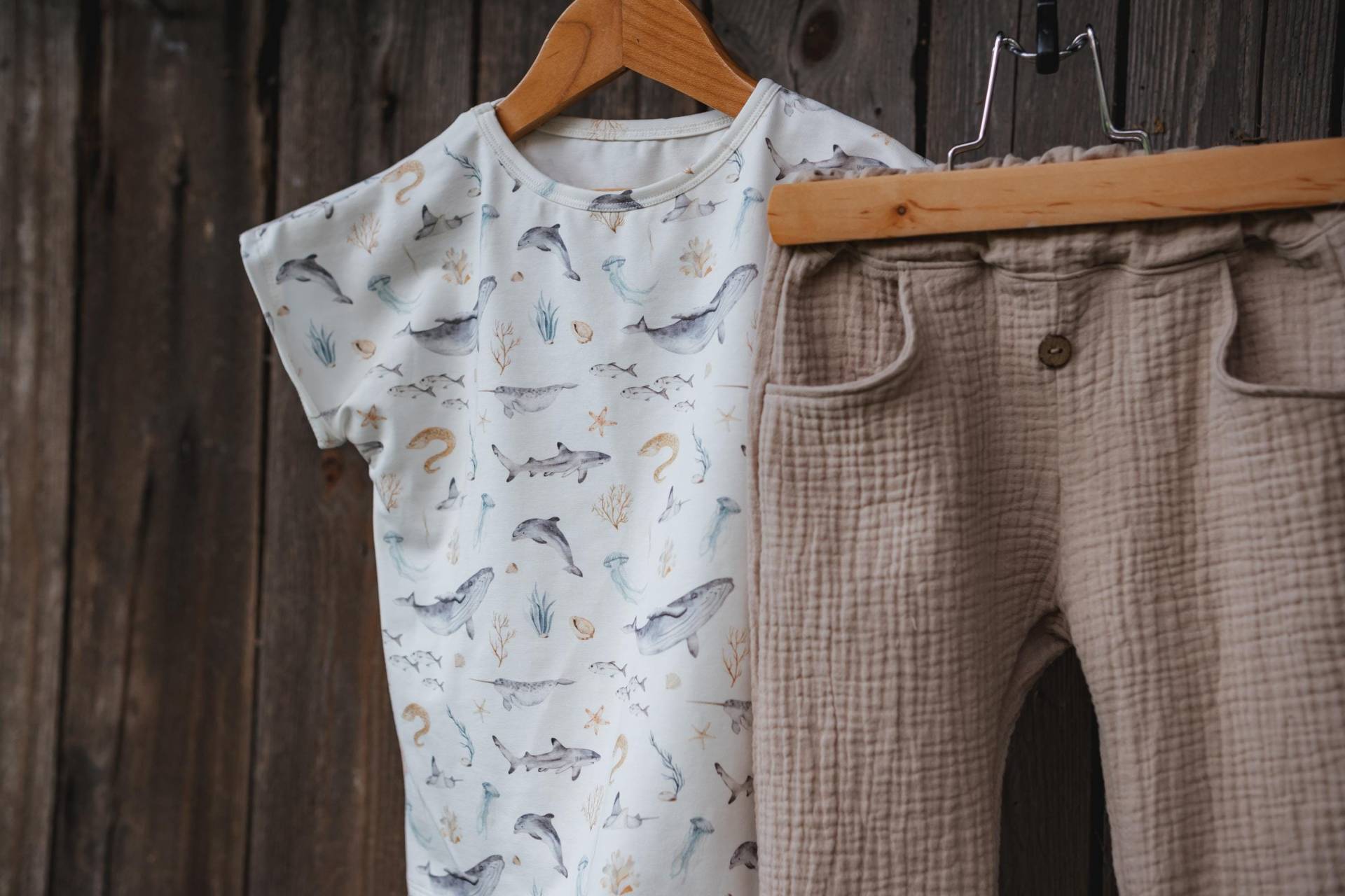 Lockeres Kinder Jersey Oberteil Mit Walen/Seetieren in Doppelgröße von AmysBlossom