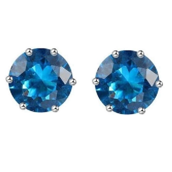 sterling Silber 4mm Blau Spinell Edelstein Ohrstecker von AmysTreasureTrove1