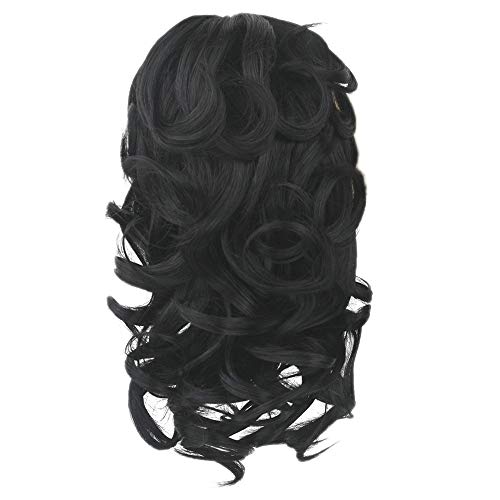 Amyseller 12inch Kurze Lockige Haarteil Hair Piece Pferdeschwanz Zopf Ponytail Haarverlängerung Synthetische Haarspange für frauen dame (1B) von Amyseller