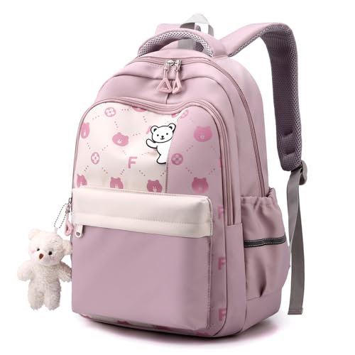 Amythe Kinderrucksack Mädchen - Rucksack Kinder 8 10 12 jahre, Wasserdichter und Leichter Nylon Schulrucksack für Mädchen Jungen, Niedlicher Lässiger Daypack für Teenager, Rosa von Amythe