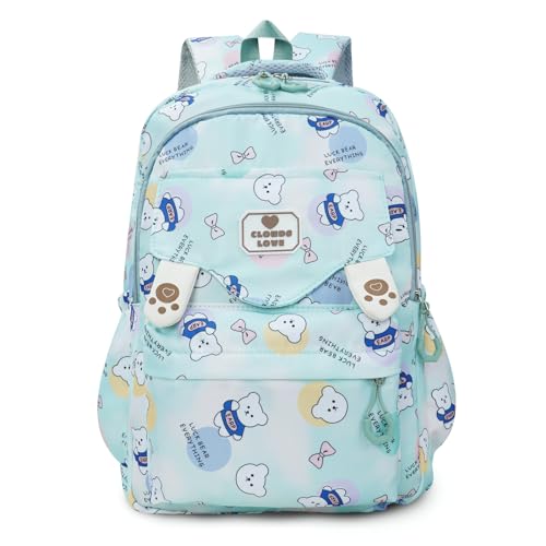 Amythe Kinderrucksack Schulranzen Mädchen 2-6. klasse, Rucksack Schule Leichter Wasserdicht Schulrucksack für Kinder 7-14 jahre, Ideal für Schule und Reisen - Grün von Amythe