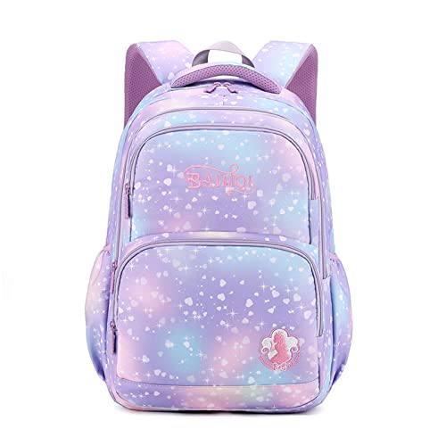 Amythe Schulrucksack Mädchen Rucksack, Lässig Kinderrucksack Nylon Leicht, Schulranzen Mädchen 3 4 5 6. Klasse Groß Dackpacks für Schule und Reise, 32 * 18 * 45 cm von Amythe