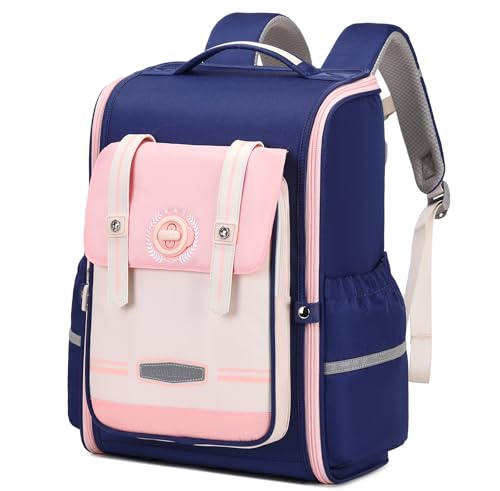 Amythe Schulrucksack Mädchen Ergonomisch 1-4. Klasse mit Brustgurt, 2025 Kinderrucksack Schule 6-10 Jahre Schulranzen mit Reflektierend 21L-Rosa von Amythe