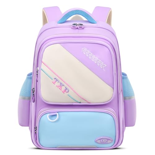 Amythe Schulrucksack Mädchen Ergonomisch 1-5. Klasse mit Brustgurt, 2025 Rucksack Schule Kinder 6-12 Jahre Schulranzen mit Reflektierend 19L-Lila von Amythe
