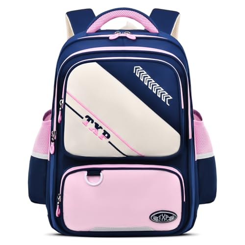 Amythe Schulrucksack Mädchen Ergonomisch 1-5. Klasse mit Brustgurt, 2025 Rucksack Schule Kinder 6-12 Jahre Schulranzen mit Reflektierend 19L-Rosa von Amythe