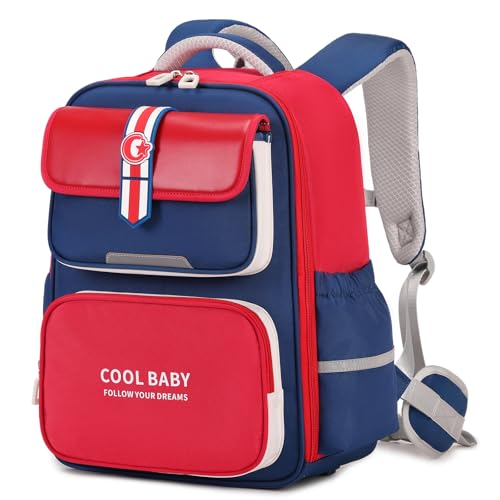 Amythe Schulrucksack Mädchen Jungen Ergonomisch 1-4. Klasse mit Brustgurt, 2025 Rucksack Schule Kinder 6-10 Jahre Schulranzen mit Abnehmbarer Gürtel und Reflektierend-Rot von Amythe
