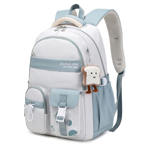 Amythe Schulrucksack Mädchen - Rucksack Teenager Wasserdicht & Leichte - Stilvolle Lässiger Daypack,Nylon Schulranzen Mädchen 3. - 9. klasse mit Großer Kapazität, Blau von Amythe