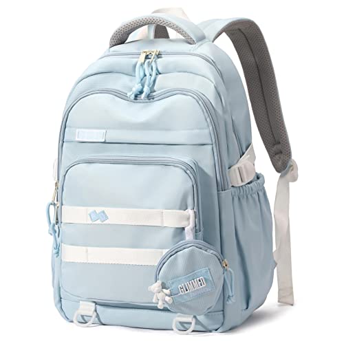 Amythe Schulrucksack Mädchen Teenager, Wasserdicht Daypack, Leichter Schulranzen Mädchen mit Großem Fassungsvermögen Modisch Rucksack für Schule oder Reisen - Blau von Amythe
