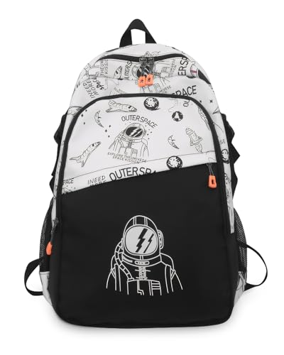 Amythe Schulrucksack Teenager Jungen Rucksack Schule Groß Lässiger Daypack Schwarz für Grundschule Sekundarstufe Universität Schultasche für Jungen Mädchen 9-18 Jahre von Amythe