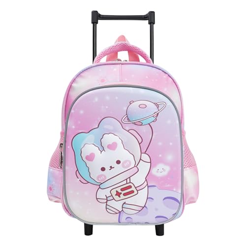 Amythe Trolley Rucksack Kinder 2 in 1 Kinderkoffer Rucksack mit Rollen Kindertrolley Kindergartenrucksack für Mädchen Jungen 2-5 Jahre, Kindergepäck mit Teleskopstange, 24x10x30cm von Amythe