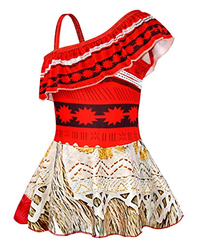 AmzBarley Mädchen Badeanzug Moana Einteiler Badeanzug Kinder Adventure Outfit Badeanzüge Alter 1–10 Jahre - Rot - 7-8 Jahre von AmzBarley