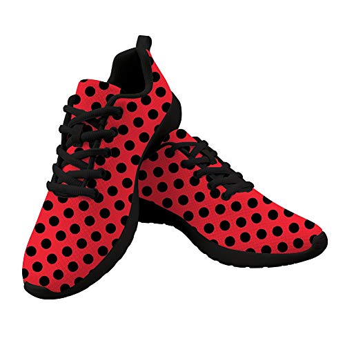 Amzbeauty Damen-Schuhe, Laufschuhe, Sneaker, leicht, athletisch, Netzstoff, atmungsaktiv, glänzend, Outdoor-Sport, Leoparden-Design, Größe 35-42, Cute Black Spots 5, 37 EU von Amzbeauty