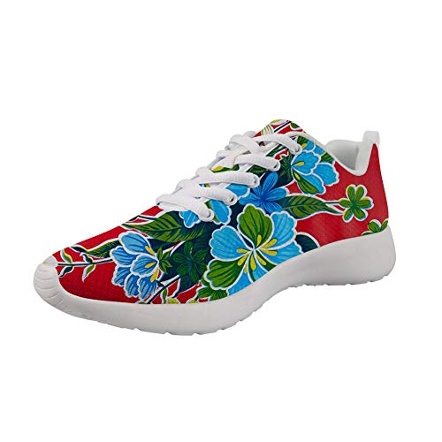 Amzbeauty Damen Comfort Casual Athletic Sport Walking Schuhe absorbierend bequem rutschfest Sneakers 35-42 UK schönes Blumendesign, Rot - Blume 2 - Größe: 41 EU von Amzbeauty