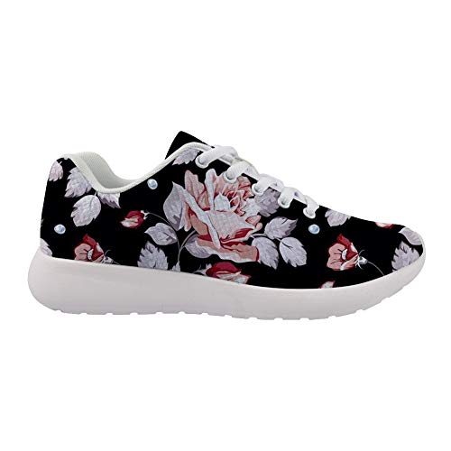 Amzbeauty Damen Fasahion Sneaker Mädchen Laufschuhe Sport Schuhe Klassisch Einfarbig Design, - Vintage Blume - Größe: 40 EU von Amzbeauty