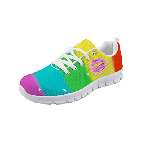 Amzbeauty Damen Fashion Regenbogen Turnschuhe Leichte Gym Walking Schuhe, Rainbow 01, 40 EU von Amzbeauty