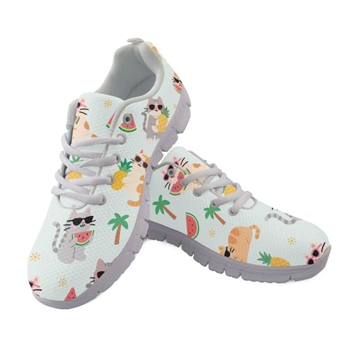 Amzbeauty Damen-Laufschuhe, leicht, Walking, Fitnessstudio, Sneaker, atmungsaktives Netzgewebe, Workout, modische Schuhe für Damen, Cat Watermelon, 42.5 EU von Amzbeauty