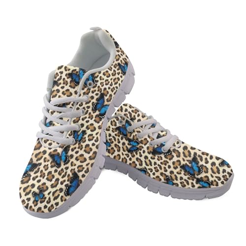 Amzbeauty Damen-Laufschuhe, leicht, Walking, Fitnessstudio, Sneaker, atmungsaktives Netzgewebe, Workout, modische Schuhe für Damen, Leopard Butterfly, 38.5 EU von Amzbeauty