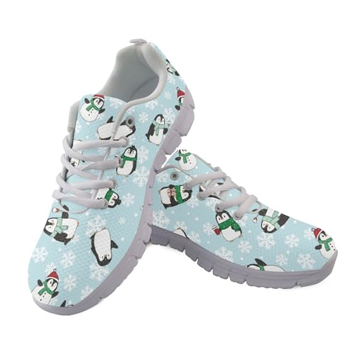 Amzbeauty Damen-Laufschuhe, leicht, Walking, Fitnessstudio, Sneaker, atmungsaktives Netzgewebe, Workout, modische Schuhe für Damen, Schneeflocken-Pinguin, 37 EU von Amzbeauty