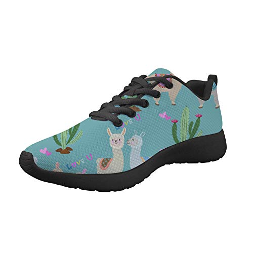 Amzbeauty Damen Schuhe Mode Persönlichkeit Turnschuhe Mesh Laufschuhe Atmungsaktive Sneakers Fitness, Blau - Alpaka-Kaktus 2 - Größe: 39 EU von Amzbeauty