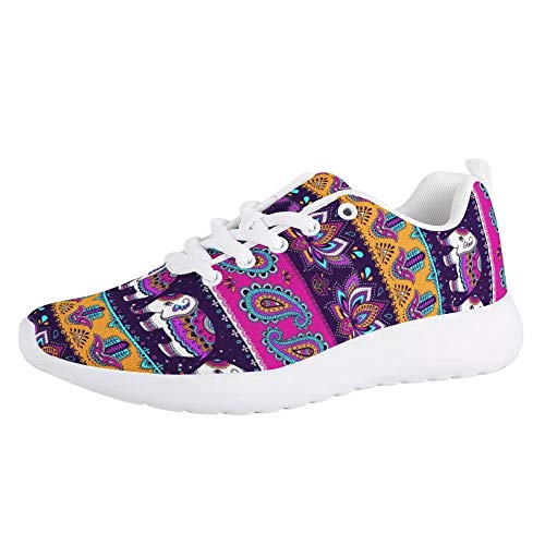 Amzbeauty Damen Schuhe Running Sneakers Interest Printing Custom Outdoor Sports Slip Leichte Sneakers, Violett - Tribal Elefant - Größe: 39 EU von Amzbeauty