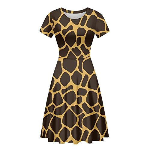 Amzbeauty Damen Schwarz Weiß Kuh Print Kurzarm Kleid Sommer Casual A-Linie Mini Swing Kleider für Frauen Party, Giraffenmuster, XX-Large Amzbeauty Damen Schwarz Weiß Kuh Print Kurzarm Kleid Sommer Casual A-Linie Mini Swing Kleider für Frauen Party, Giraffenmuster, XX-Large von Amzbeauty
