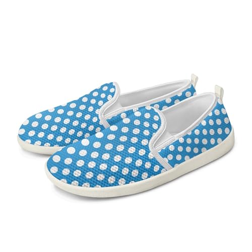 Amzbeauty Damen-Sneaker zum Reinschlüpfen, niedrig, flach, leicht, atmungsaktiv, Netzstoff, modische Sneaker, niedliche Loafer, Scharlachroter Hintergrund, schwarze Punkte, 39 EU von Amzbeauty