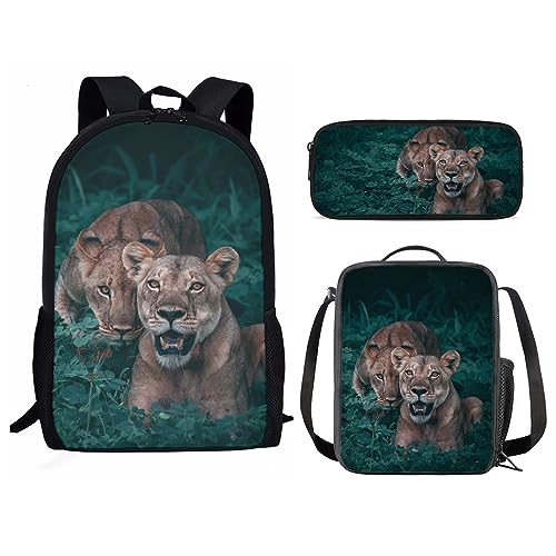 Amzbeauty Eulen-Rucksack und Lunch-Tasche Sets für Mädchen Jungen Kinder Schulanfang Kawaii Eule Rucksack Set Tierdruck, Leopard-3 von Amzbeauty