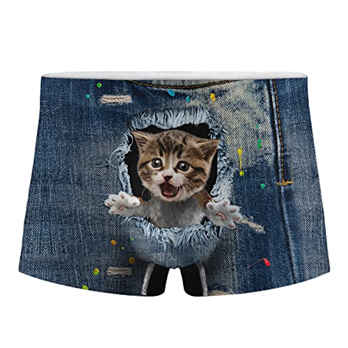 Amzbeauty Herren-Boxershorts, cool, weich, leicht, langlebig, atmungsaktiv und bequem, lustiges Tier-Design, Größen XS, S, M, L, XL, XXL, XXXL Gr. M, Cowboy Cat 01 von Amzbeauty