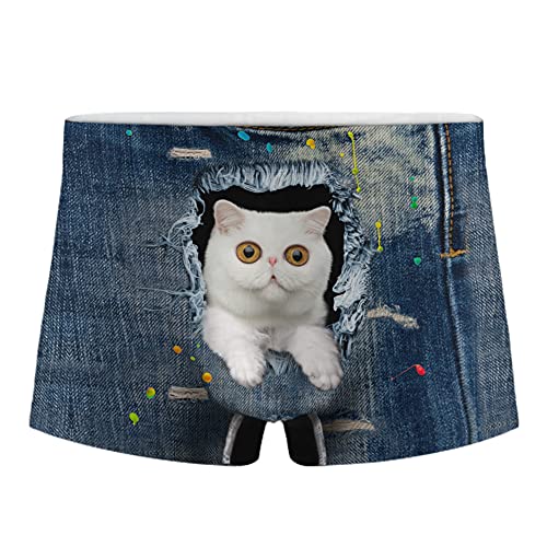 Amzbeauty Herren-Boxershorts, cool, weich, leicht, langlebig, atmungsaktiv und bequem, lustiges Tier-Design, Größen XS, S, M, L, XL, XXL, XXXL Gr. M, Cowboy Cat von Amzbeauty