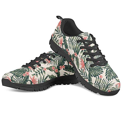 Amzbeauty Herren Jungen Sport GMY Schuhe Turnschuhe Walking Athletic Running Leichte Sneaker, Grün - Tropische Blume Palmenblätter 7 - Größe: 43.5 EU von Amzbeauty