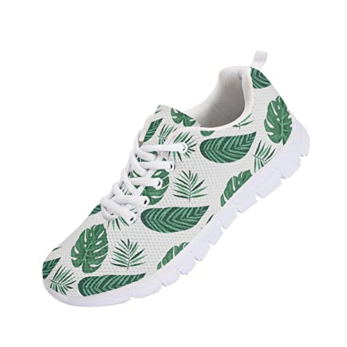 Amzbeauty Herren-Laufschuhe mit coolem Hawaii-Design, Mesh, Freizeit-Sneaker, Größe 39-47, Palmblatt weiß, 47 EU von Amzbeauty