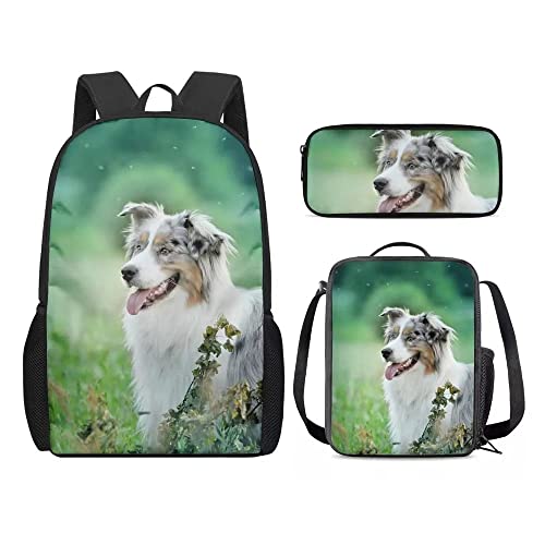 Amzbeauty Katzenrucksack und Lunchtasche für Mädchen, 3-teilig, Geschenk für 5–12 Kinder, Jungen, Hund-4 von Amzbeauty