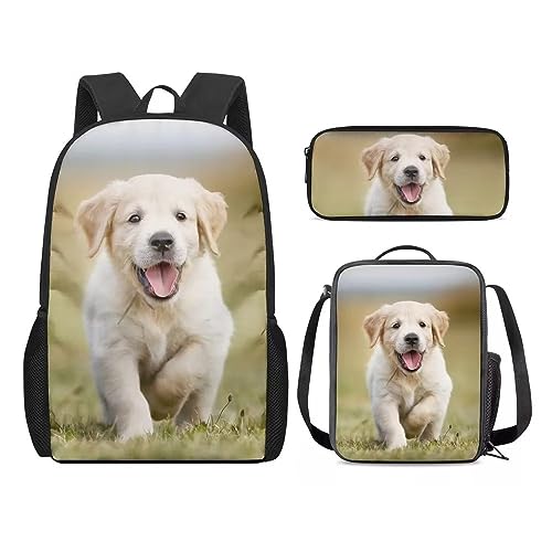 Amzbeauty Katzenrucksack und Lunchtasche für Mädchen, 3-teilig, Geschenk für 5–12 Kinder, Jungen, Hund-5 von Amzbeauty