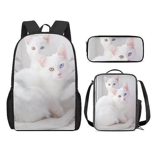 Amzbeauty Katzenrucksack und Lunchtasche für Mädchen, 3-teilig, Geschenk für 5–12 Kinder, Jungen, Kat-6 von Amzbeauty