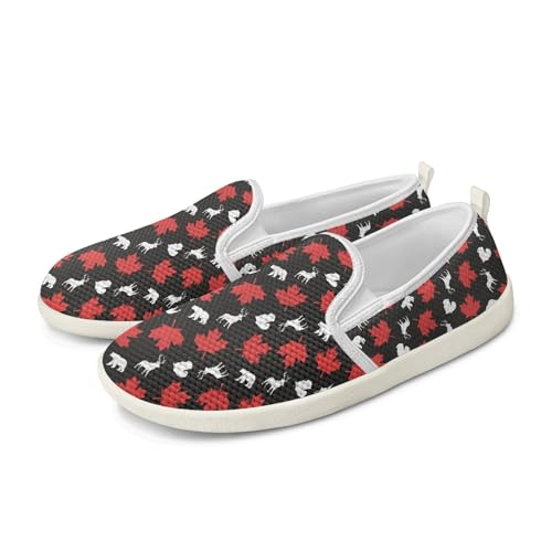 Amzbeauty Loafer für Damen, bequeme Wanderschuhe, Schulschuhe für Damen, elegante und flache Schuhe, Krankenschwestern, Fahrschuhe, Ahornblatt-Hirsch, 38 EU von Amzbeauty