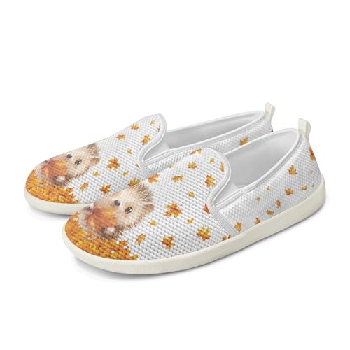 Amzbeauty Loafer für Damen, bequeme Wanderschuhe, Schulschuhe für Damen, elegante und flache Schuhe, Krankenschwestern, Fahrschuhe, Ahornblatt-Igel, 39 EU von Amzbeauty
