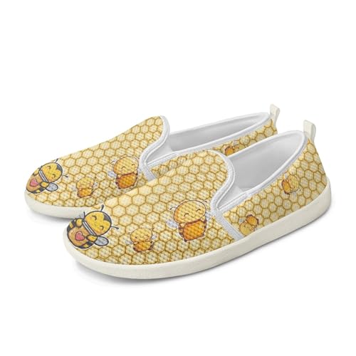 Amzbeauty Loafer für Damen, bequeme Wanderschuhe, Schulschuhe für Damen, elegante und flache Schuhe, Krankenschwestern, Fahrschuhe, Honigbienen, 42 EU von Amzbeauty
