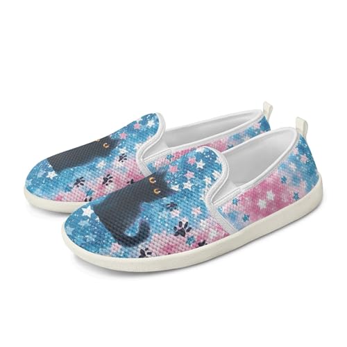 Amzbeauty Loafer für Damen, bequeme Wanderschuhe, Schulschuhe für Damen, elegante und flache Schuhe, Krankenschwestern, Fahrschuhe, Katze, niedlich, 39 EU von Amzbeauty