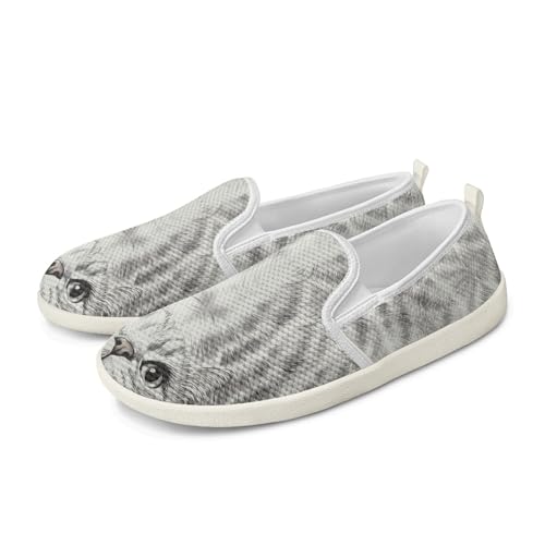 Amzbeauty Loafer für Damen, bequeme Wanderschuhe, Schulschuhe für Damen, elegante und flache Schuhe, Krankenschwestern, Fahrschuhe, Lovely Cat, 37 EU von Amzbeauty