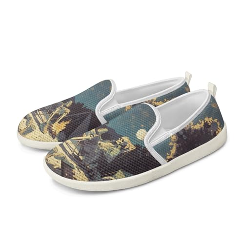 Amzbeauty Loafer für Damen, bequeme Wanderschuhe, Schulschuhe für Damen, elegante und flache Schuhe, Krankenschwestern, Fahrschuhe, Moon Skull, 37 EU von Amzbeauty