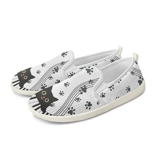Amzbeauty Loafer für Damen, bequeme Wanderschuhe, Schulschuhe für Damen, elegante und flache Schuhe, Krankenschwestern, Fahrschuhe, Piano Cat, 38 EU von Amzbeauty