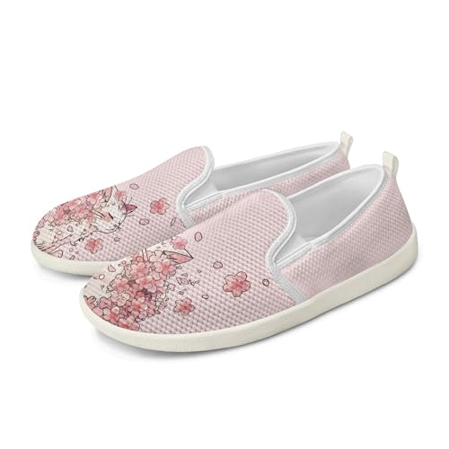 Amzbeauty Loafer für Damen, bequeme Wanderschuhe, Schulschuhe für Damen, elegante und flache Schuhe, Krankenschwestern, Fahrschuhe, Sakura Cat, 40 EU von Amzbeauty