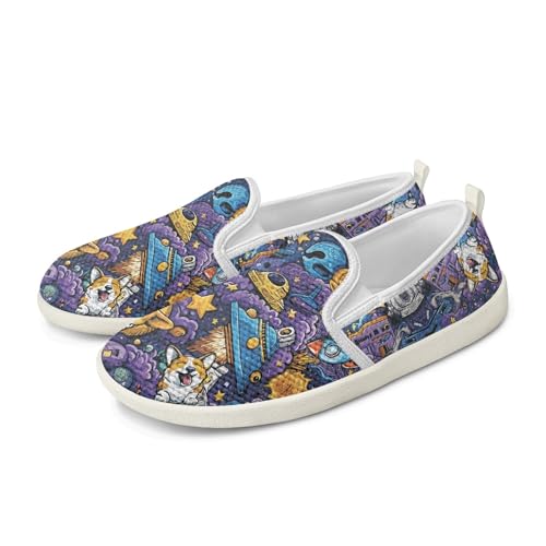 Amzbeauty Loafer für Damen, bequeme Wanderschuhe, Schulschuhe für Damen, elegante und flache Schuhe, Krankenschwestern, Fahrschuhe, Space Dog, 37 EU von Amzbeauty